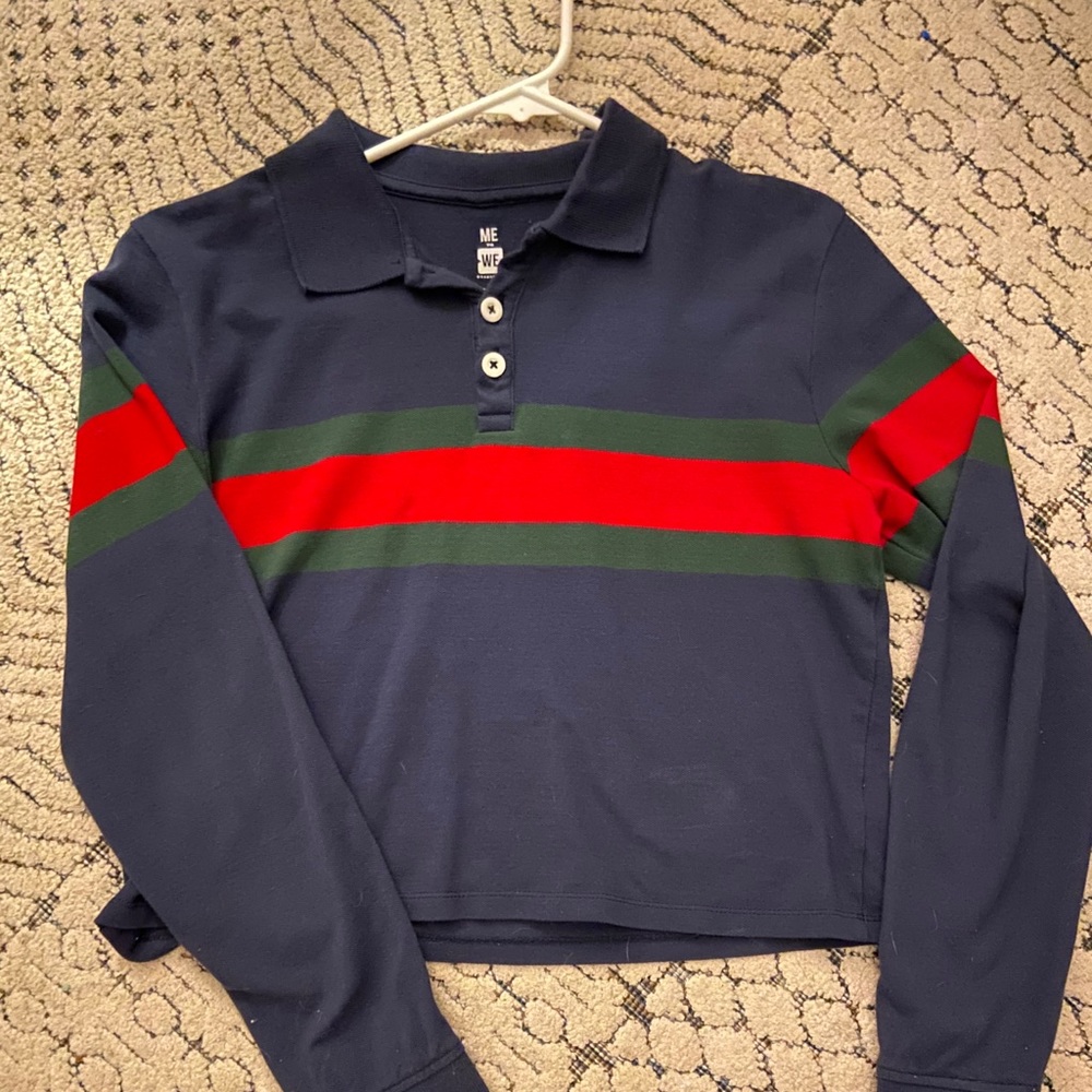Me to We cropped collared longsleeve shirt
